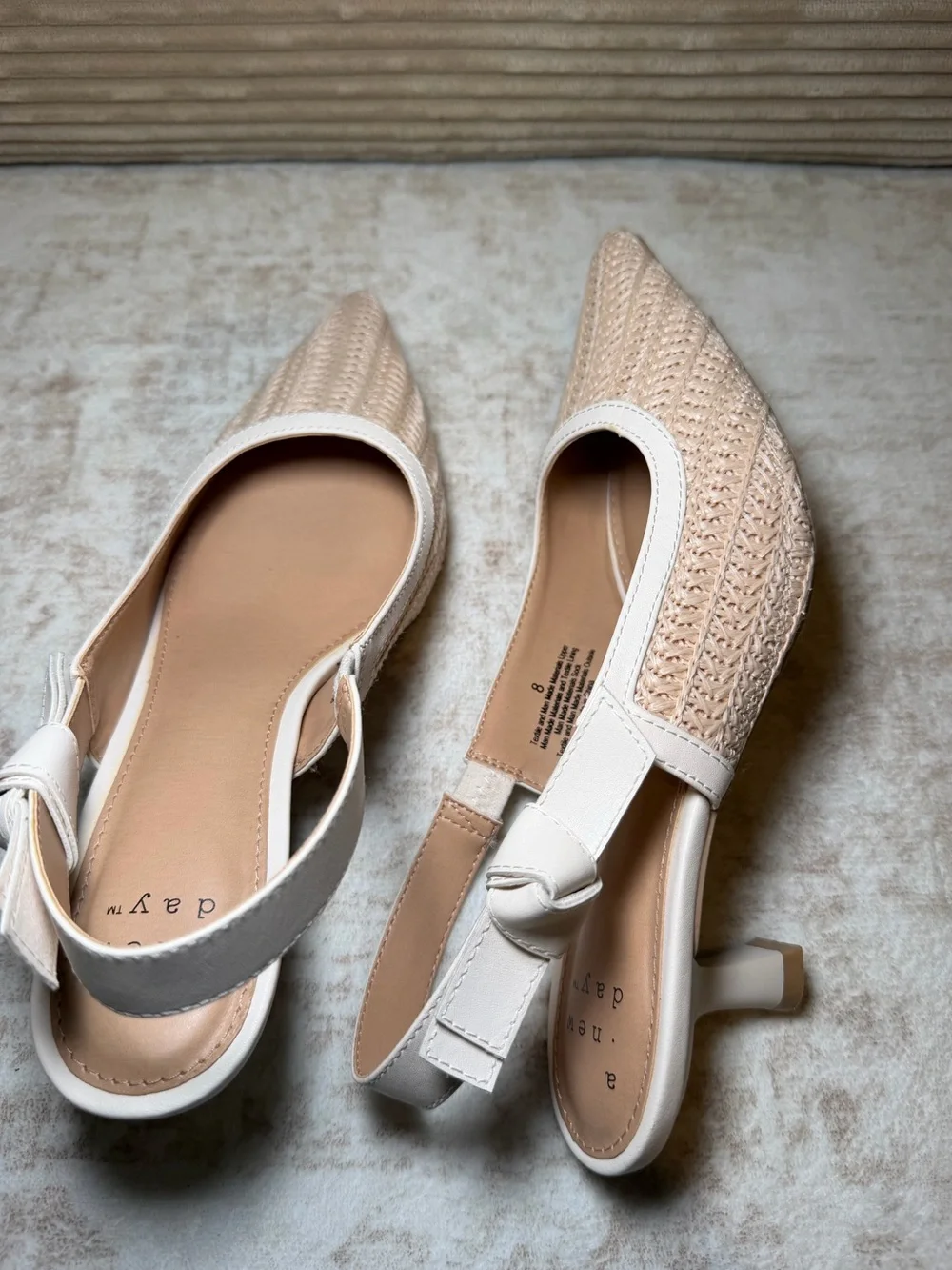 A New Day Milan Raffia Slingback Heels Beige Women’s Size 8